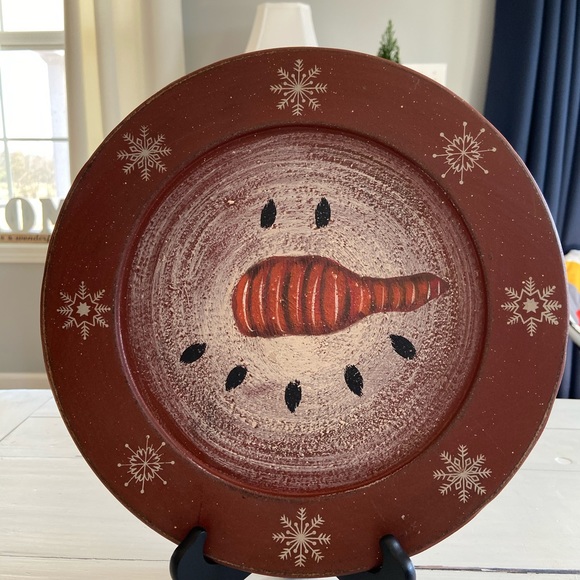 Set of snowman painted primitive plates - Picture 4 of 6